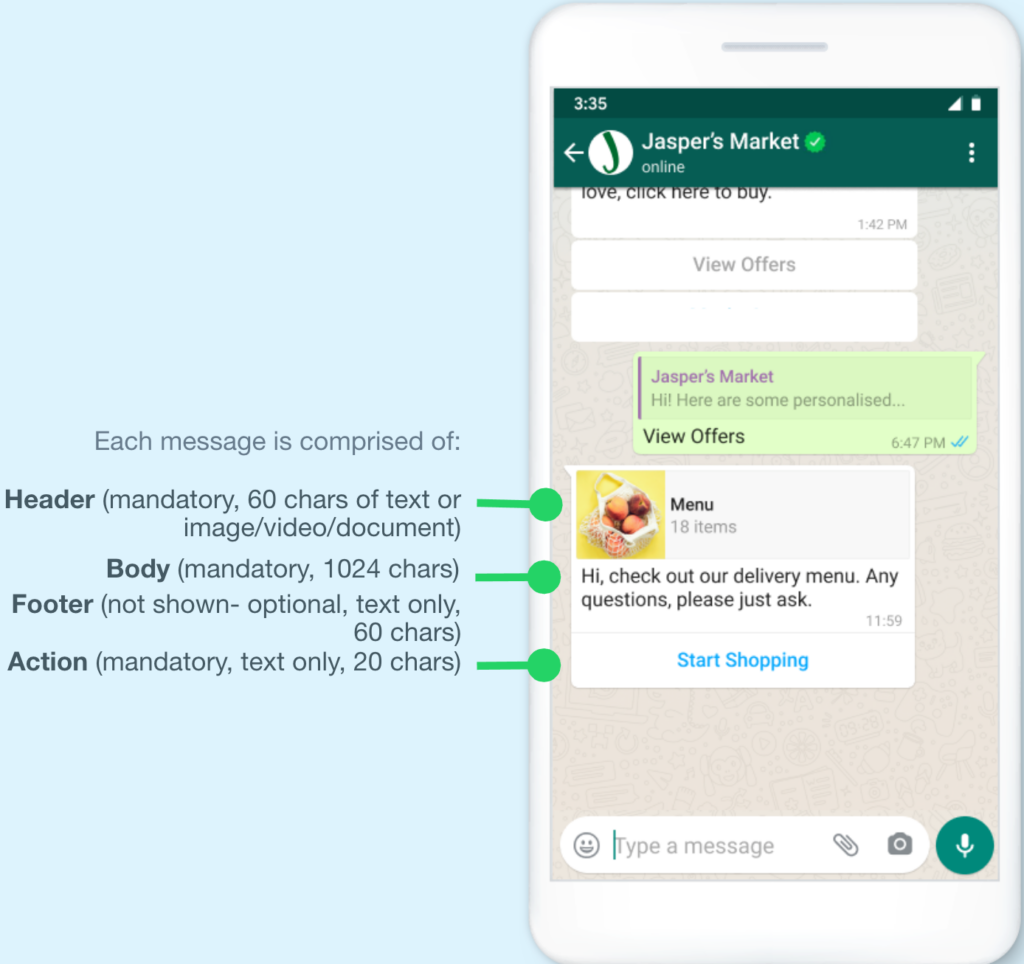 Example of Interactive WhatsApp Multi-Product Message