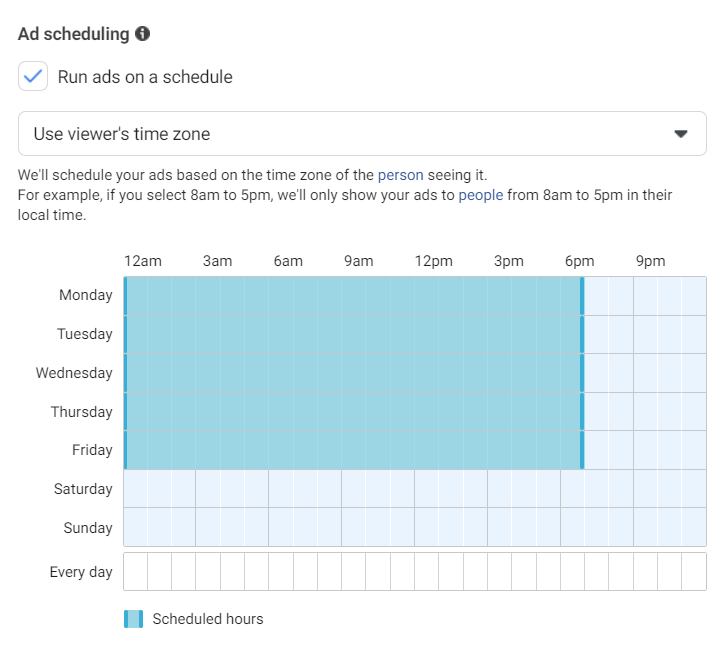 By setting up a lifetime budget, companies can schedule click to WhatsApp ads to run during times where the main target audience is mostly active